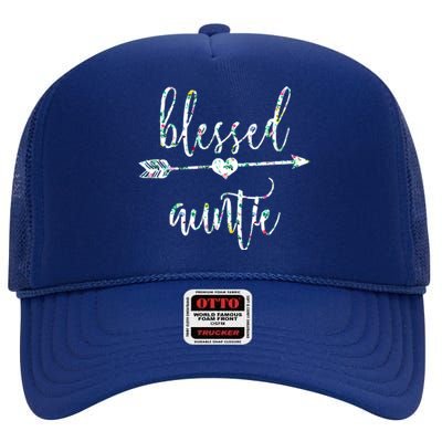 Flowers Cute Tropical Blessed Auntie Great Gift High Crown Mesh Back Trucker Hat