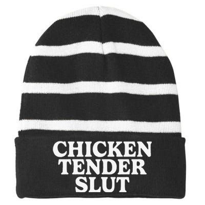 Funny Chicken Tender Slut Striped Beanie with Solid Band