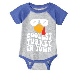 Funny Coolest Turkey In Town Groovy Cute Gift Halloween Gift Infant Baby Jersey Bodysuit