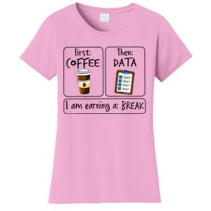 First Coffee Then Data IAm Earning A Break First Then Funny Women's T-Shirt