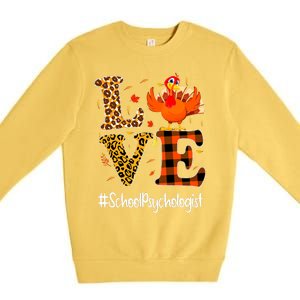 Funny Cute Thanksgiving School Psychologist Turkey Autumn Premium Crewneck Sweatshirt