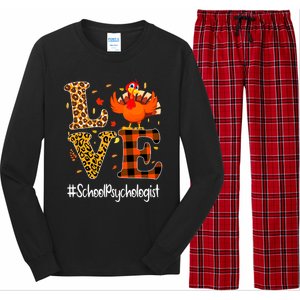 Funny Cute Thanksgiving School Psychologist Turkey Autumn Long Sleeve Pajama Set