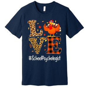 Funny Cute Thanksgiving School Psychologist Turkey Autumn Premium T-Shirt