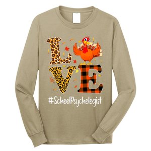 Funny Cute Thanksgiving School Psychologist Turkey Autumn Long Sleeve Shirt