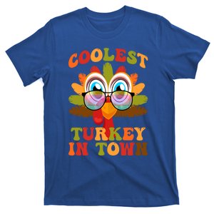 Funny Coolest Turkey In Town Thanksgiving Colorful Glasses Gift T-Shirt