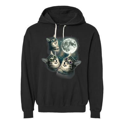 Funny Cat Three Cat Moon 3 Wolfs Cute Kitten Graphic Garment-Dyed Fleece Hoodie