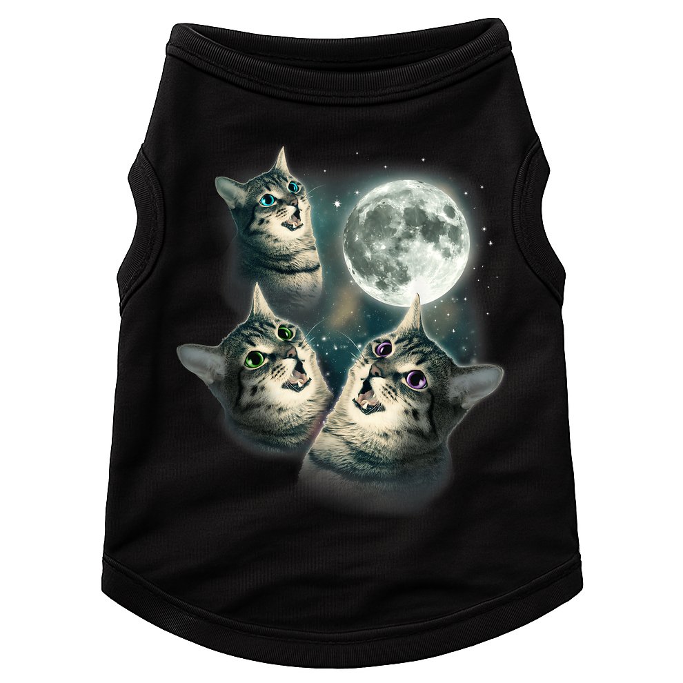 Funny Cat Three Cat Moon 3 Wolfs Cute Kitten Graphic Doggie Tank