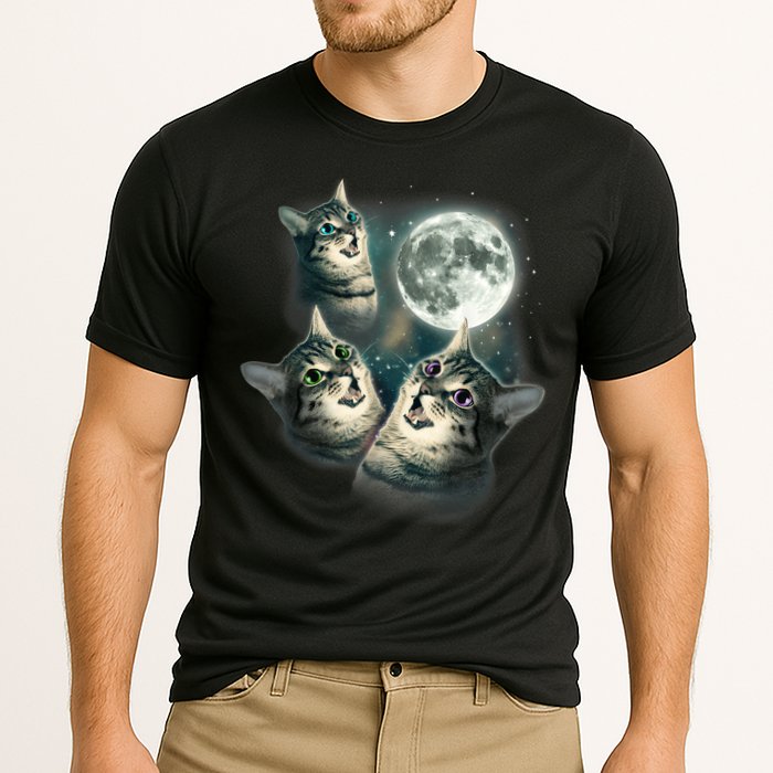 Funny Cat Three Cat Moon 3 Wolfs Cute Kitten Graphic Cooling Performance Crew T-Shirt