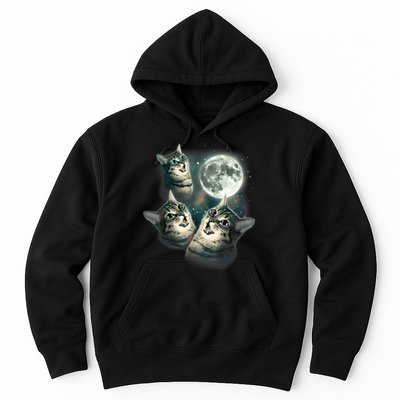 Funny Cat Three Cat Moon 3 Wolfs Cute Kitten Graphic Hoodie