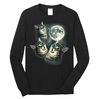 Funny Cat Three Cat Moon 3 Wolfs Cute Kitten Graphic Long Sleeve Shirt