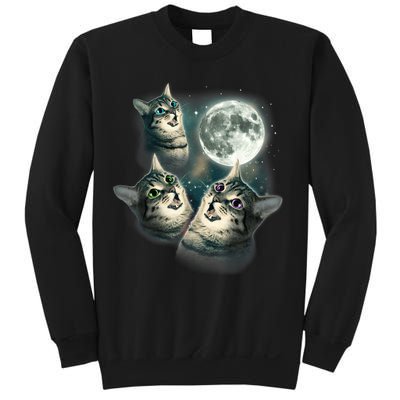 Funny Cat Three Cat Moon 3 Wolfs Cute Kitten Graphic Sweatshirt