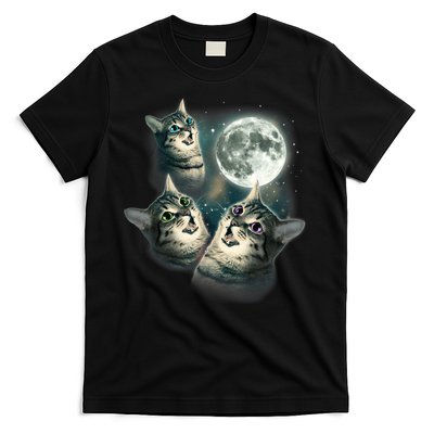Funny Cat Three Cat Moon 3 Wolfs Cute Kitten Graphic T-Shirt