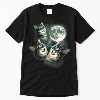 Funny Cat Three Cat Moon 3 Wolfs Cute Kitten Graphic Tall T-Shirt
