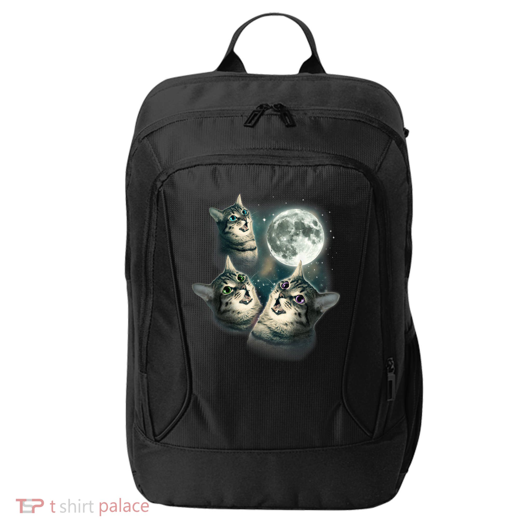 Funny Cat Three Cat Moon 3 Wolfs Cute Kitten Graphic City Backpack