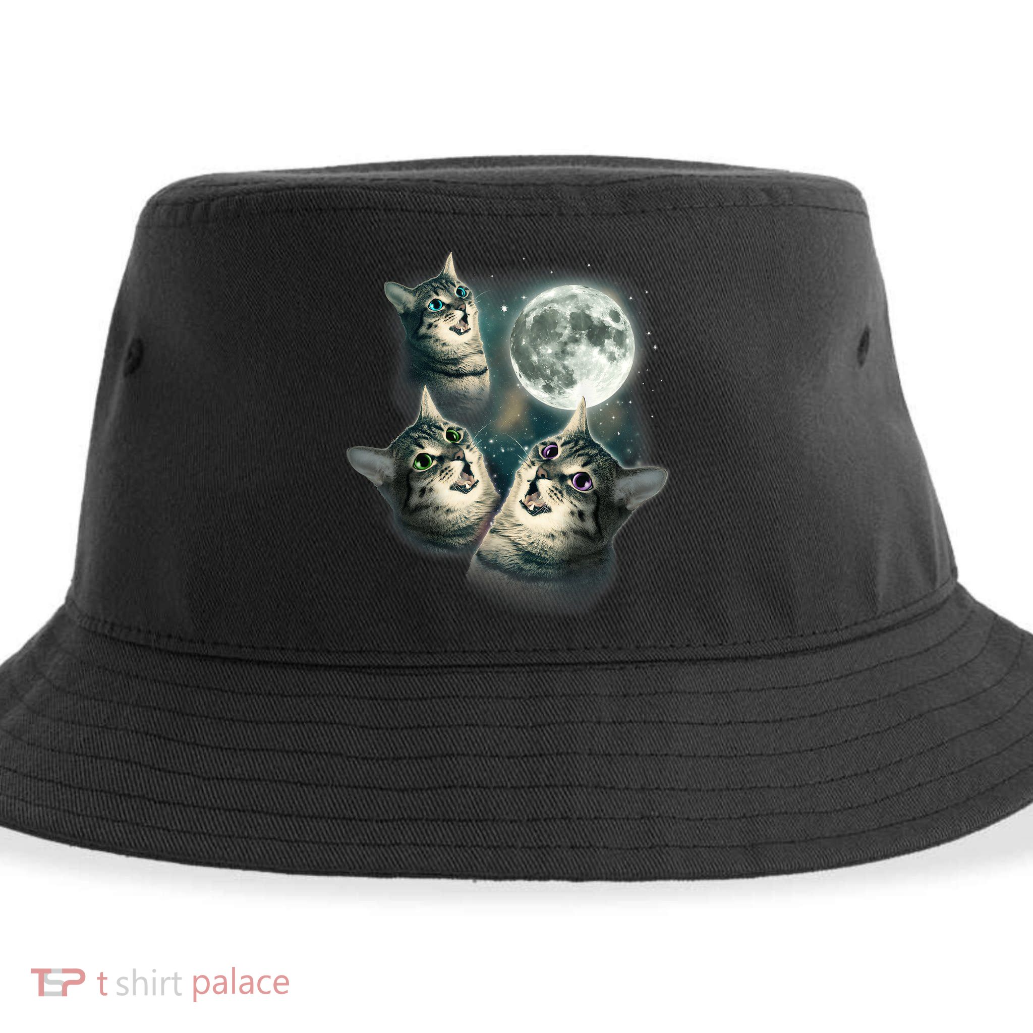 Funny Cat Three Cat Moon 3 Wolfs Cute Kitten Graphic Sustainable Bucket Hat