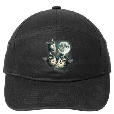 Funny Cat Three Cat Moon 3 Wolfs Cute Kitten Graphic 7-Panel Snapback Hat