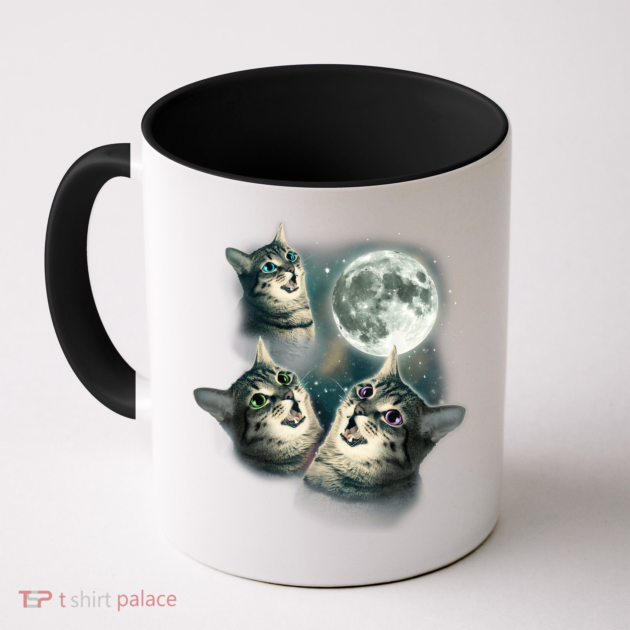 Funny Cat Three Cat Moon 3 Wolfs Cute Kitten Graphic Mug