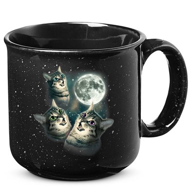 Funny Cat Three Cat Moon 3 Wolfs Cute Kitten Graphic 15oz Campfire Ceramic Mug