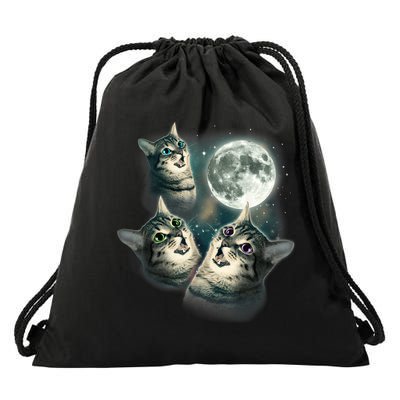 Funny Cat Three Cat Moon 3 Wolfs Cute Kitten Graphic Drawstring Bag