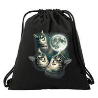 Funny Cat Three Cat Moon 3 Wolfs Cute Kitten Graphic Drawstring Bag