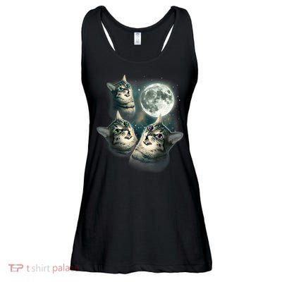 Funny Cat Three Cat Moon 3 Wolfs Cute Kitten Graphic Ladies Essential Flowy Tank