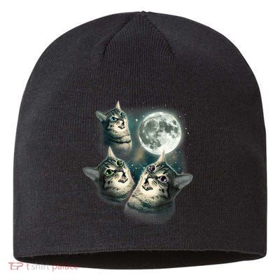 Funny Cat Three Cat Moon 3 Wolfs Cute Kitten Graphic Sustainable Beanie