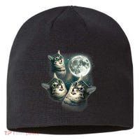 Funny Cat Three Cat Moon 3 Wolfs Cute Kitten Graphic Sustainable Beanie
