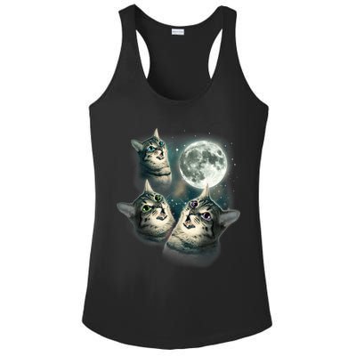 Funny Cat Three Cat Moon 3 Wolfs Cute Kitten Graphic Ladies PosiCharge Competitor Racerback Tank