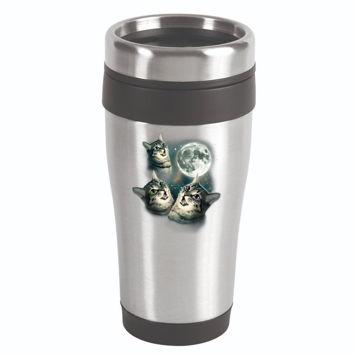 Funny Cat Three Cat Moon 3 Wolfs Cute Kitten Graphic 16oz Travel Tumbler