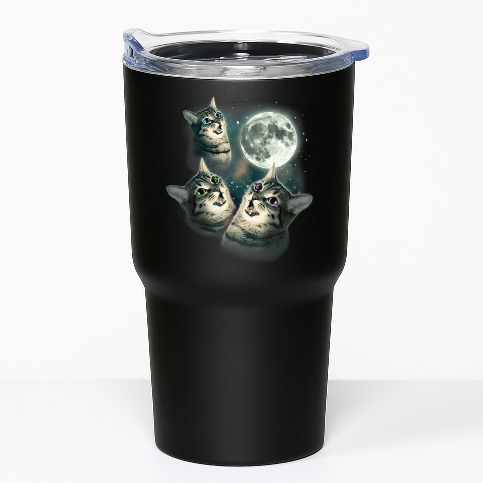 Funny Cat Three Cat Moon 3 Wolfs Cute Kitten Graphic Tumbler