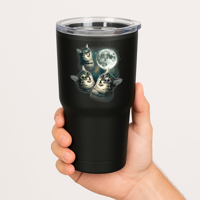 Funny Cat Three Cat Moon 3 Wolfs Cute Kitten Graphic Tumbler