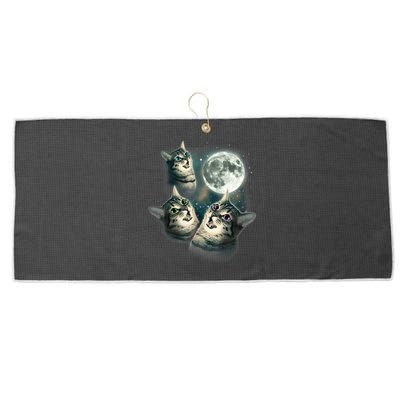 Funny Cat Three Cat Moon 3 Wolfs Cute Kitten Graphic Large Microfiber Waffle Golf Towel