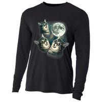 Funny Cat Three Cat Moon 3 Wolfs Cute Kitten Graphic Cooling Performance Long Sleeve Crew