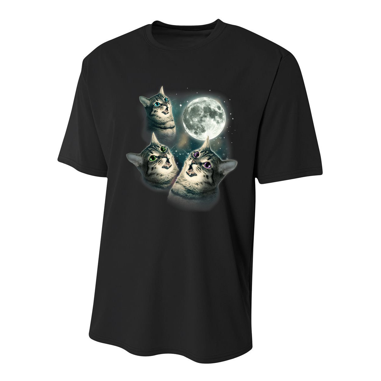 Funny Cat Three Cat Moon 3 Wolfs Cute Kitten Graphic Youth Performance Sprint T-Shirt