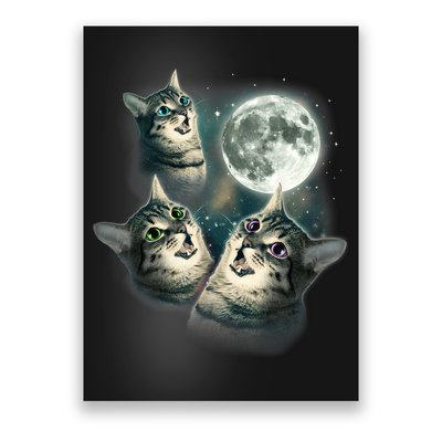 Funny Cat Three Cat Moon 3 Wolfs Cute Kitten Graphic Poster