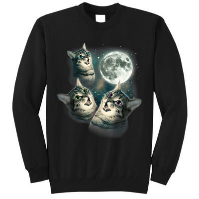 Funny Cat Three Cat Moon 3 Wolfs Cute Kitten Graphic Tall Sweatshirt