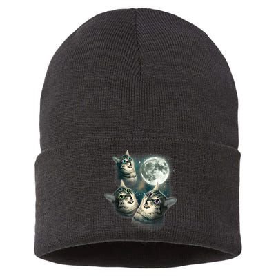 Funny Cat Three Cat Moon 3 Wolfs Cute Kitten Graphic Sustainable Knit Beanie