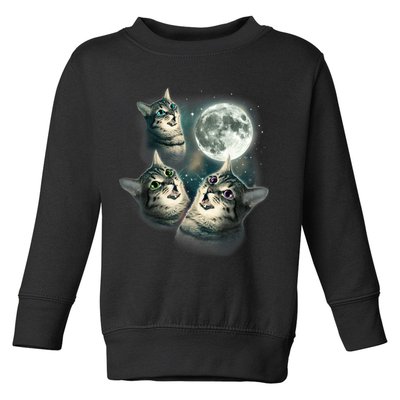 Funny Cat Three Cat Moon 3 Wolfs Cute Kitten Graphic Toddler Sweatshirt
