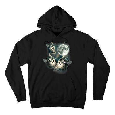 Funny Cat Three Cat Moon 3 Wolfs Cute Kitten Graphic Tall Hoodie