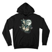 Funny Cat Three Cat Moon 3 Wolfs Cute Kitten Graphic Tall Hoodie