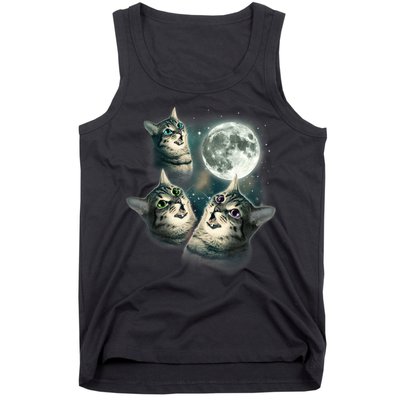 Funny Cat Three Cat Moon 3 Wolfs Cute Kitten Graphic Tank Top