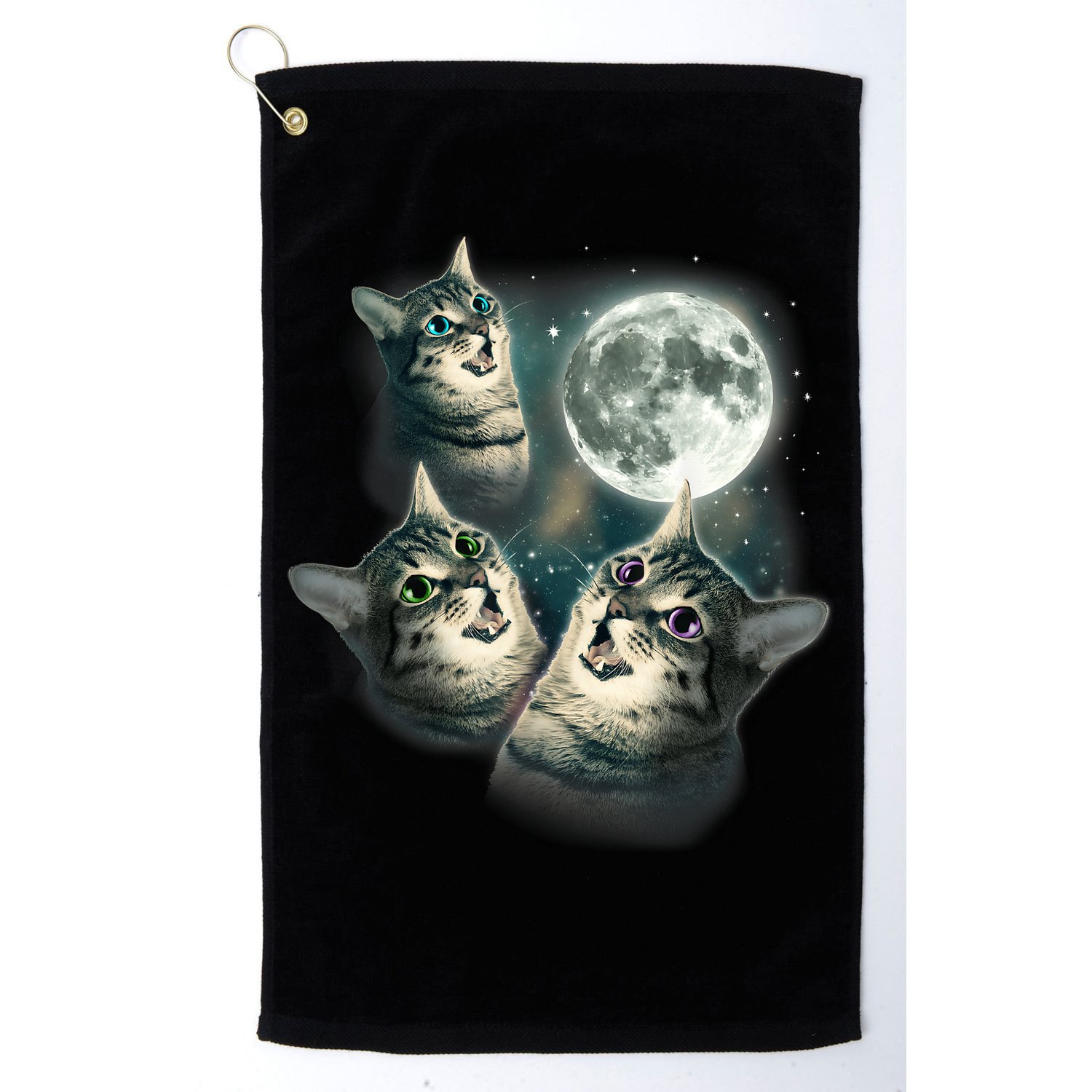Funny Cat Three Cat Moon 3 Wolfs Cute Kitten Graphic Golf Towel