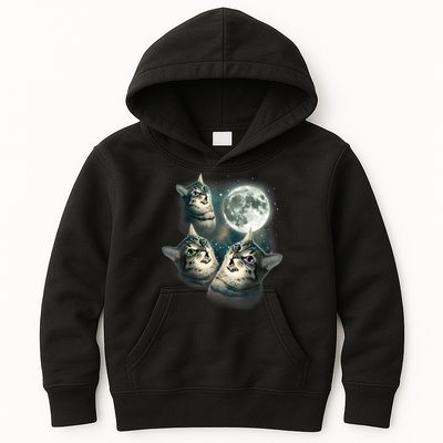 Funny Cat Three Cat Moon 3 Wolfs Cute Kitten Graphic Kids Hoodie
