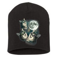 Funny Cat Three Cat Moon 3 Wolfs Cute Kitten Graphic Short Acrylic Beanie