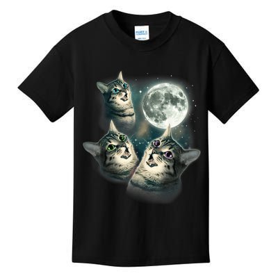 Funny Cat Three Cat Moon 3 Wolfs Cute Kitten Graphic Kids T-Shirt