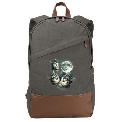Funny Cat Three Cat Moon 3 Wolfs Cute Kitten Graphic Cotton Canvas Backpack
