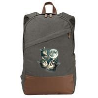 Funny Cat Three Cat Moon 3 Wolfs Cute Kitten Graphic Cotton Canvas Backpack