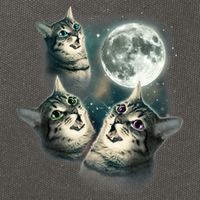 Funny Cat Three Cat Moon 3 Wolfs Cute Kitten Graphic Cotton Canvas Backpack
