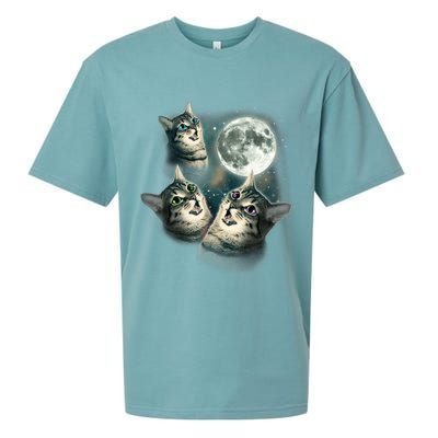 Funny Cat Three Cat Moon 3 Wolfs Cute Kitten Graphic Sueded Cloud Jersey T-Shirt