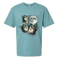 Funny Cat Three Cat Moon 3 Wolfs Cute Kitten Graphic Sueded Cloud Jersey T-Shirt